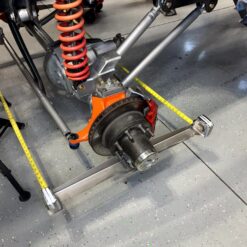 steering alignment tool installed on front axle to set toe